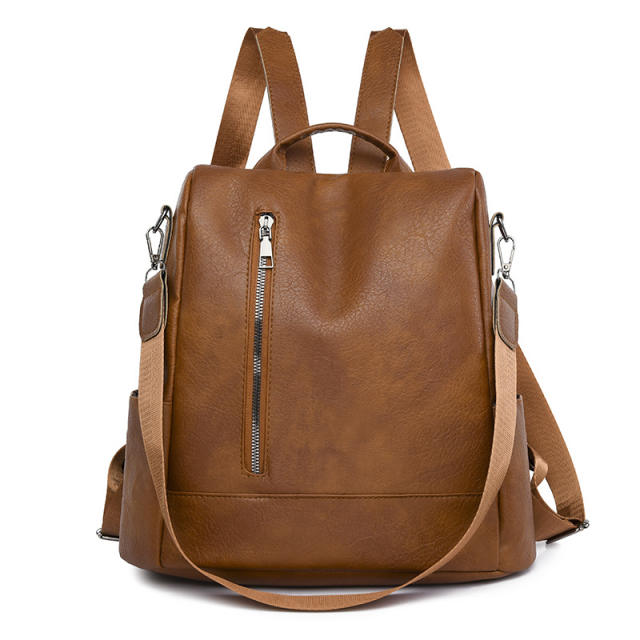 Large capacity PU leather backpack