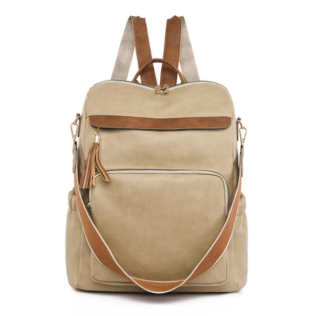 Vintage large capacity PU leather backpack