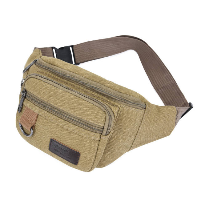 Casual canvas material funny pack waist bag for men