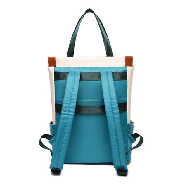 Casual contrast color large capacity handle backpack
