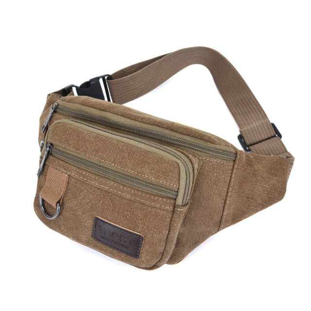 Casual canvas material funny pack waist bag for men