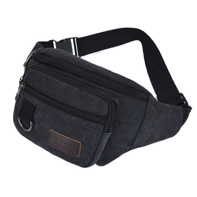 Casual canvas material funny pack waist bag for men