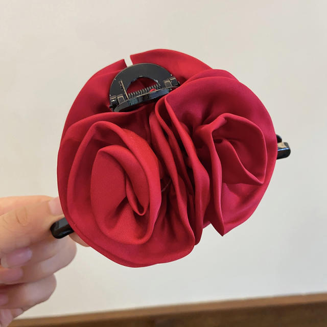 Large size elegant rose flower hair claw clips