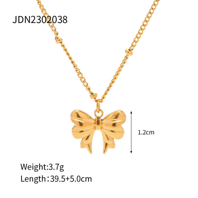Hot sale bow series stainless steel necklace earrings set