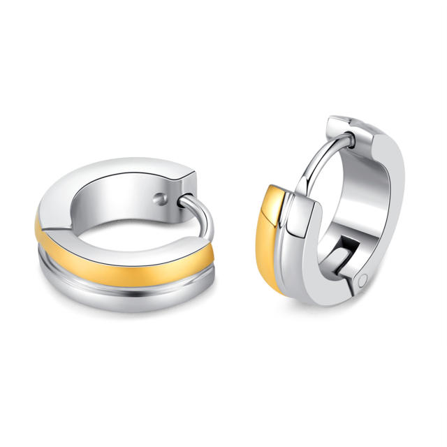 Punk trend chic stainless steel huggie earrings for men