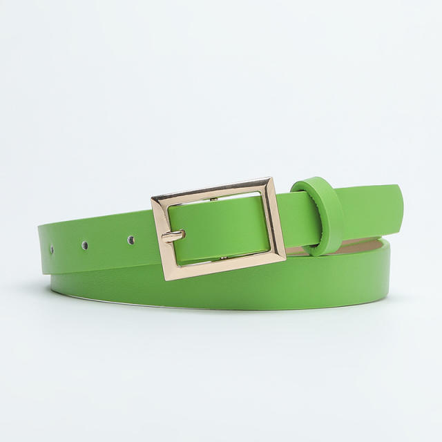 Easy match square shape buckle colorful PU belt