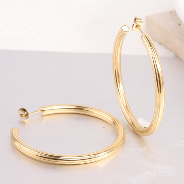 18KG simple big hoop stainless steel earrings