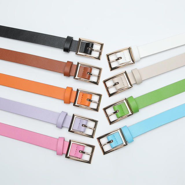 Easy match square shape buckle colorful PU belt