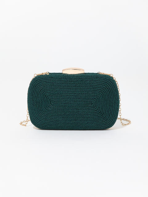 Spring summer colorful string braid pattern box clutch bag evening bag