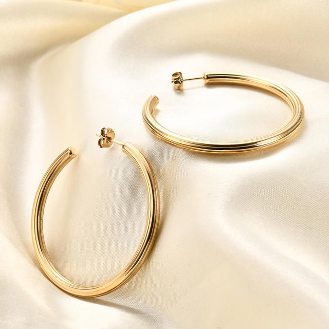 18KG simple big hoop stainless steel earrings