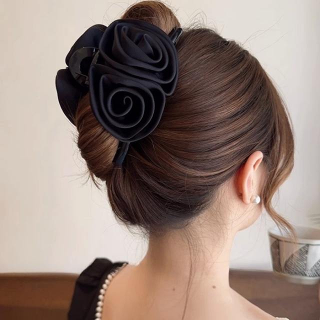 Large size elegant rose flower hair claw clips