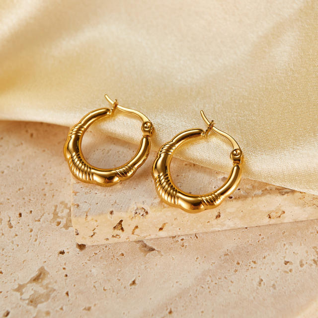 Easy match gold color stainless steel hoop earrings