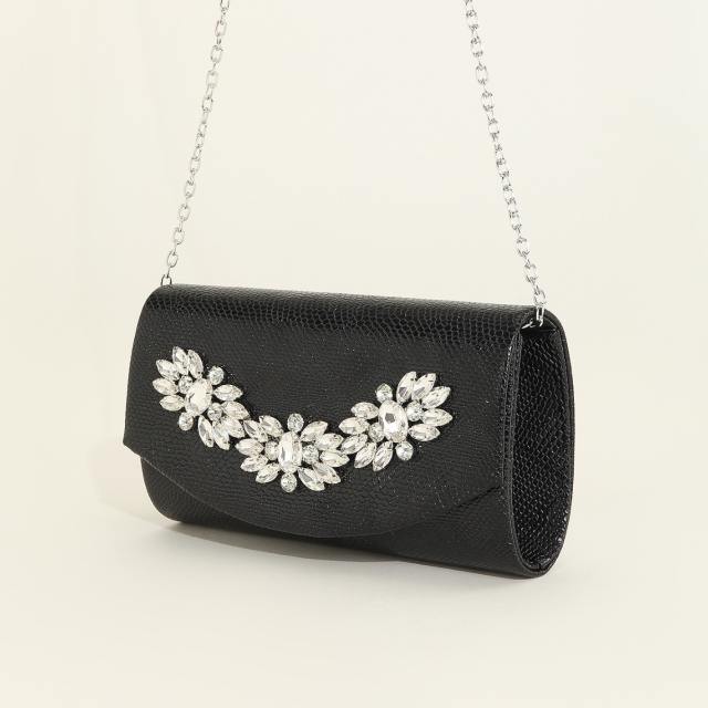 Super shiny crystal flower PU leather women clutch bag evening bag