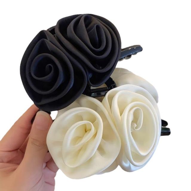 Large size elegant rose flower hair claw clips