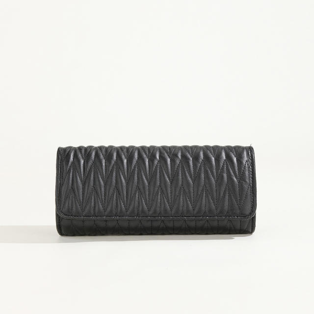 New PU material black color women clutch bag