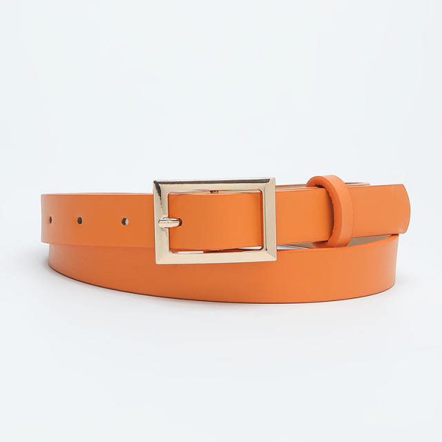 Easy match square shape buckle colorful PU belt