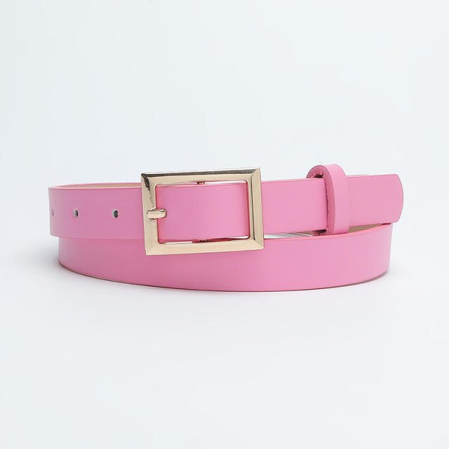 Easy match square shape buckle colorful PU belt