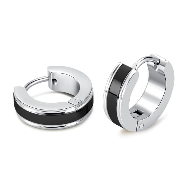 Punk trend stainless steel huggie earrings for men