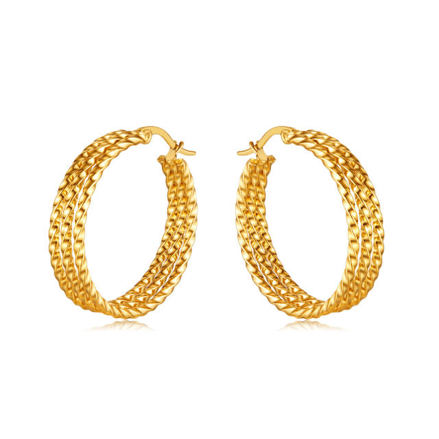 Concise multi layer stainless steel hoop earrings