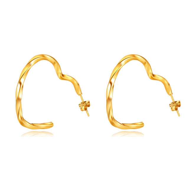 Chic twisted heart open stainless steel earrings