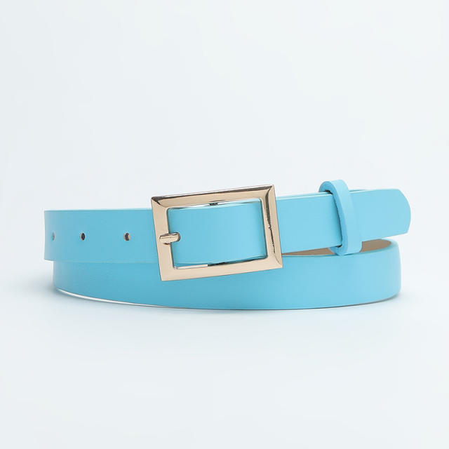 Easy match square shape buckle colorful PU belt