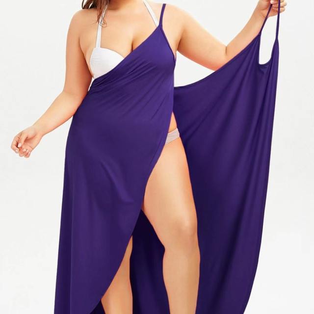 Hot sale plus size one piece wrap dress beach dress