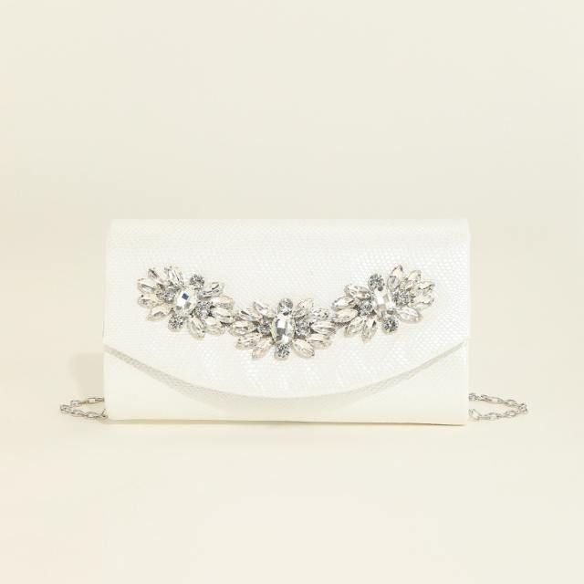 Super shiny crystal flower PU leather women clutch bag evening bag