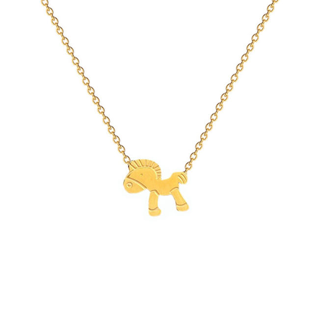 Cartoon funny horse stainless steel dainty necklace