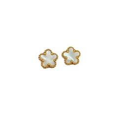 Concise five petal flower stainless steel studs earrings