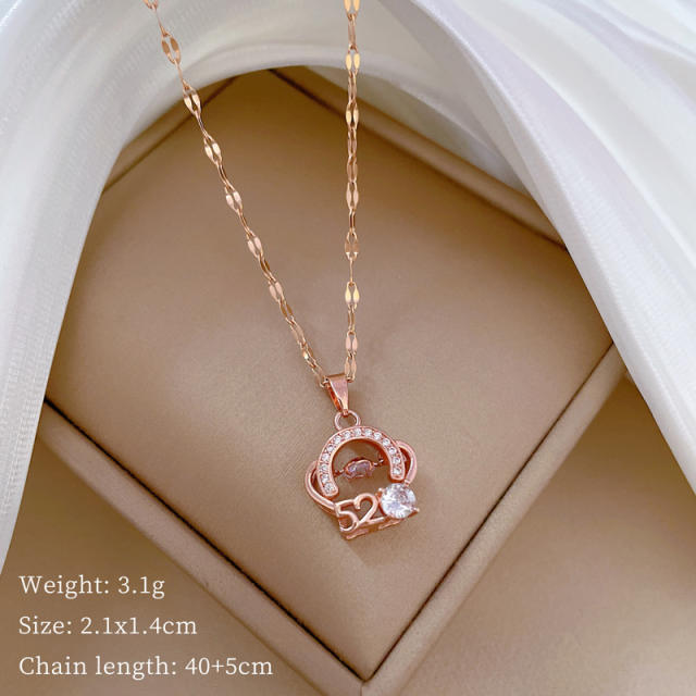 Dainty 520 number stainless steel chain necklace