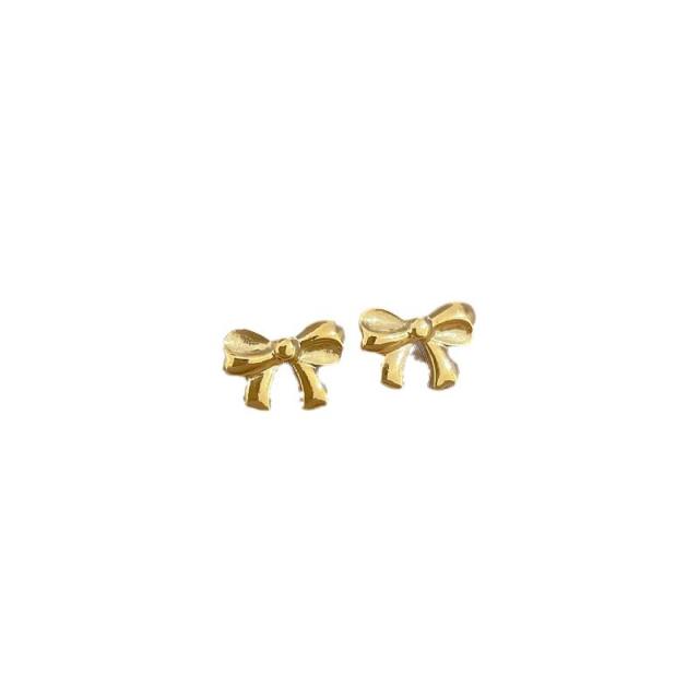 Cute tiny bow stainless steel studs earrings