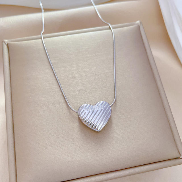 Chic stripped heart stainless steel necklace