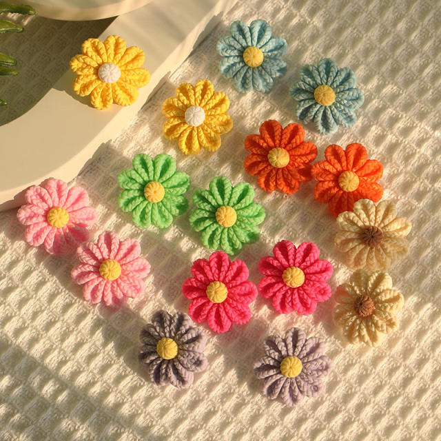 Spring summer colorful resin flower cute studs earrings