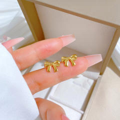 Cute tiny bow stainless steel studs earrings