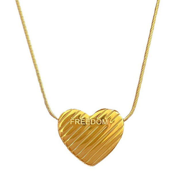 Chic stripped heart stainless steel necklace