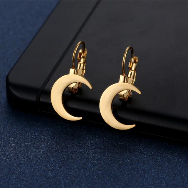 Sweet moon stainless steel huggie earrings