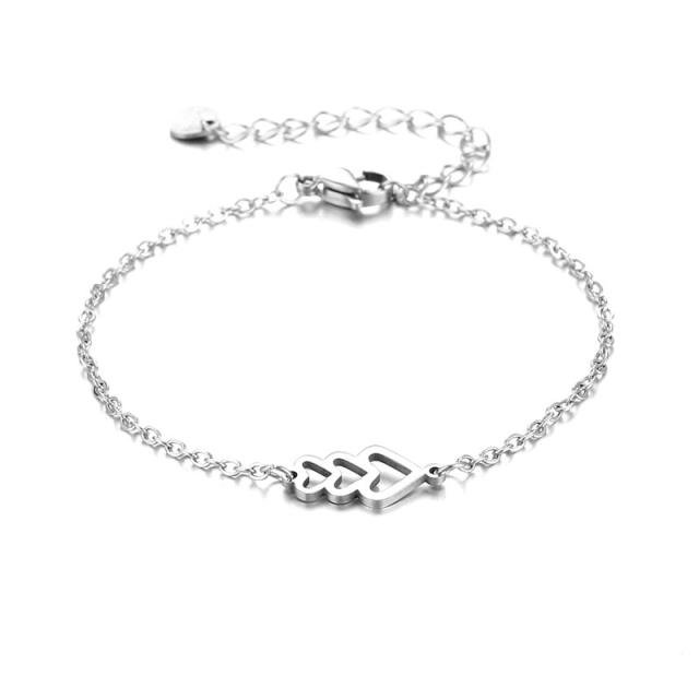 Korean fashion hollow out heart dainty stainless steel bracelet