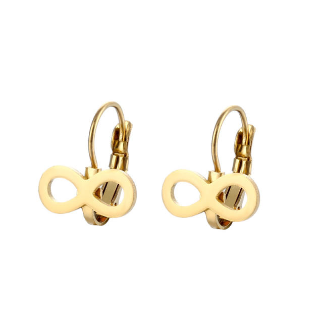 Concise infinity stainless steel huggie earrings
