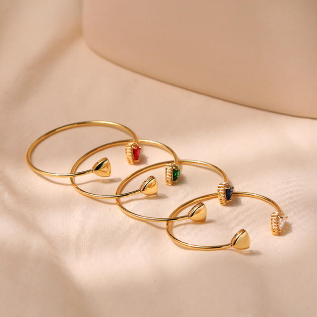 Simple design easy match gold plated copper cuff bangle