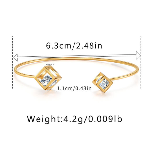 Simple design easy match gold plated copper cuff bangle