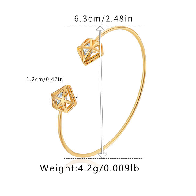 Simple design easy match gold plated copper cuff bangle