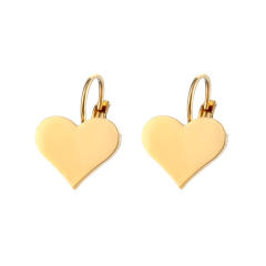 Concise heart stainless steel huggie earrings