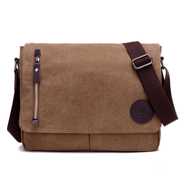 Vintage canvas material crossbody bag laptop bag for men