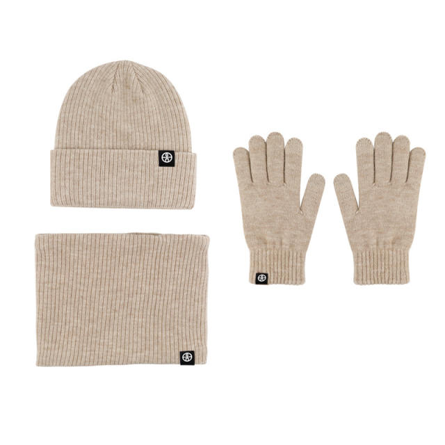 3pcs knitted warm beanie cap scarf gloove set