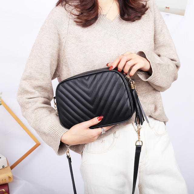 Elegant PU leather colorful quilted chain bag crossbody bag