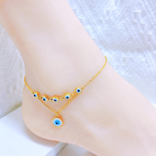 Boho evil eye stainless steel anklet