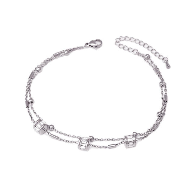 Delicate diamond stainless steel anklet