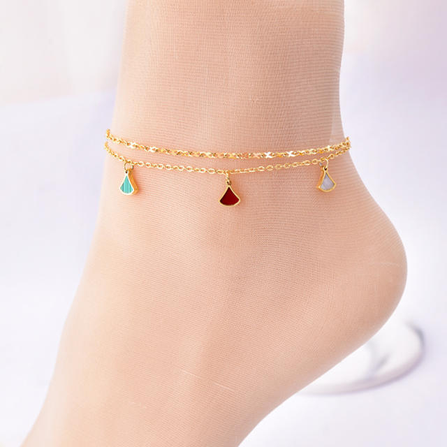 Korean fashion colorful fun two layer stainless steel anklet