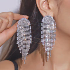 Luxury diamond tassel wedding bridal earrings
