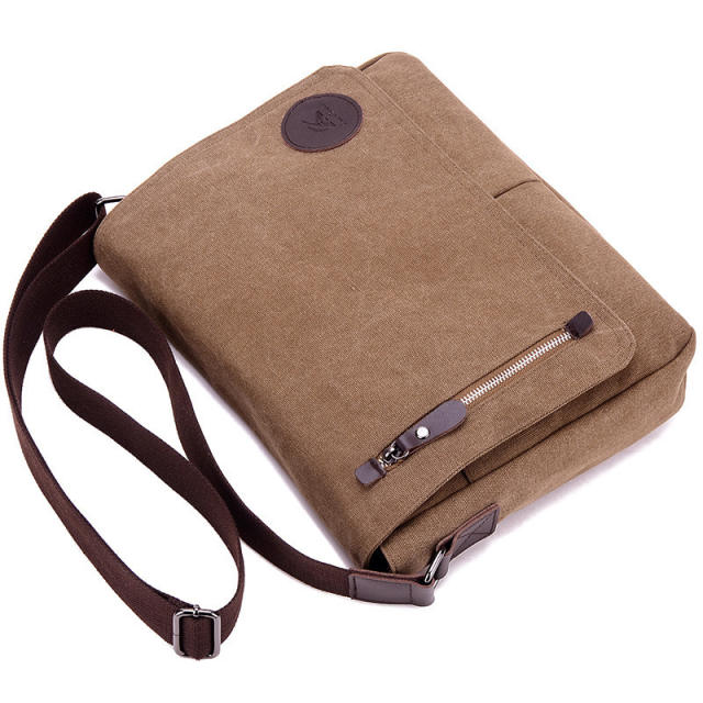 Vintage canvas material crossbody bag laptop bag for men